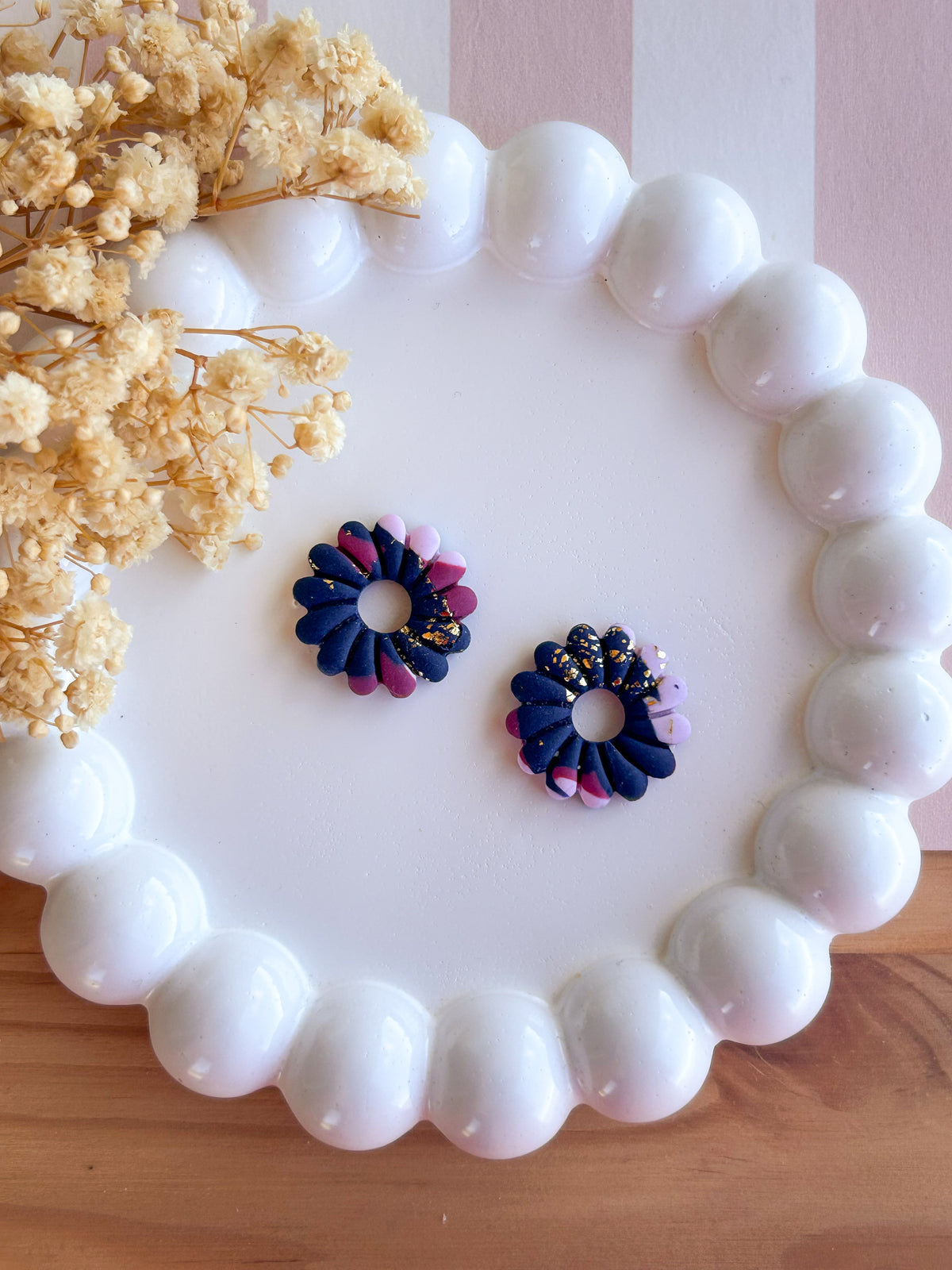 PAMPILLE SOLÉNA MÉLANGE BLEU MARINE ROSE PRUNE ET ÉCLAT D'OR