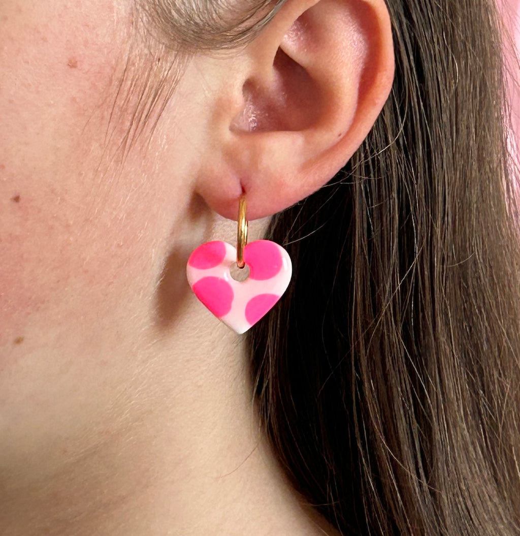 PAMPILLE LÉONIE BLANCHE A POIS ROSE FLUO